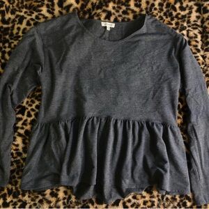 Max Studio Dark Gray Long-Sleeve Peplum Top